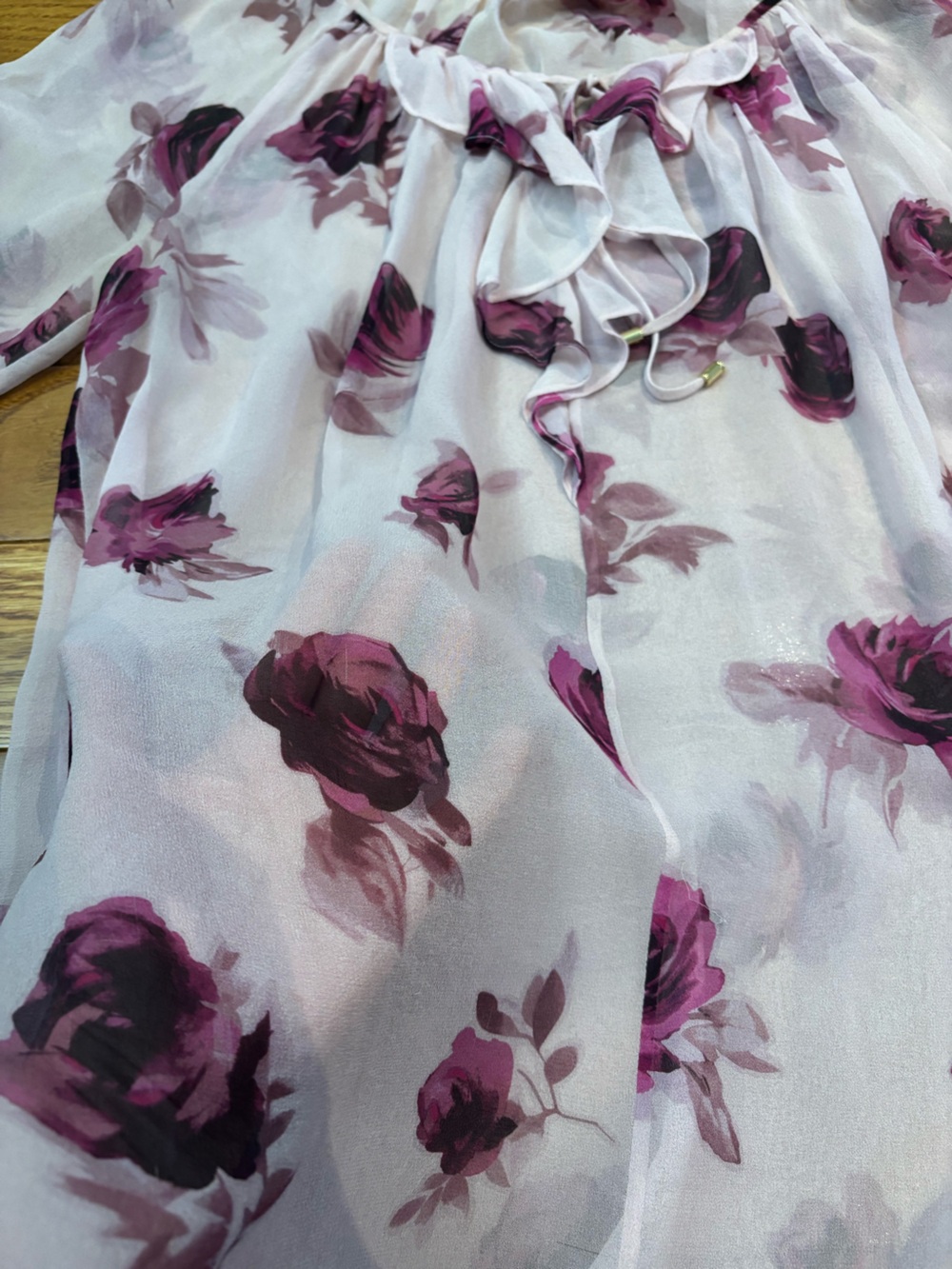Kate Spade Encore Rose Print Ruffle Blouse - Picture 5 of 10